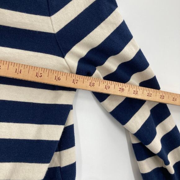 SEZANE Striped Marina Cropped Crew Neck Cotton Blue Ivory Pullover Nautical Lg - Picture 11 of 11